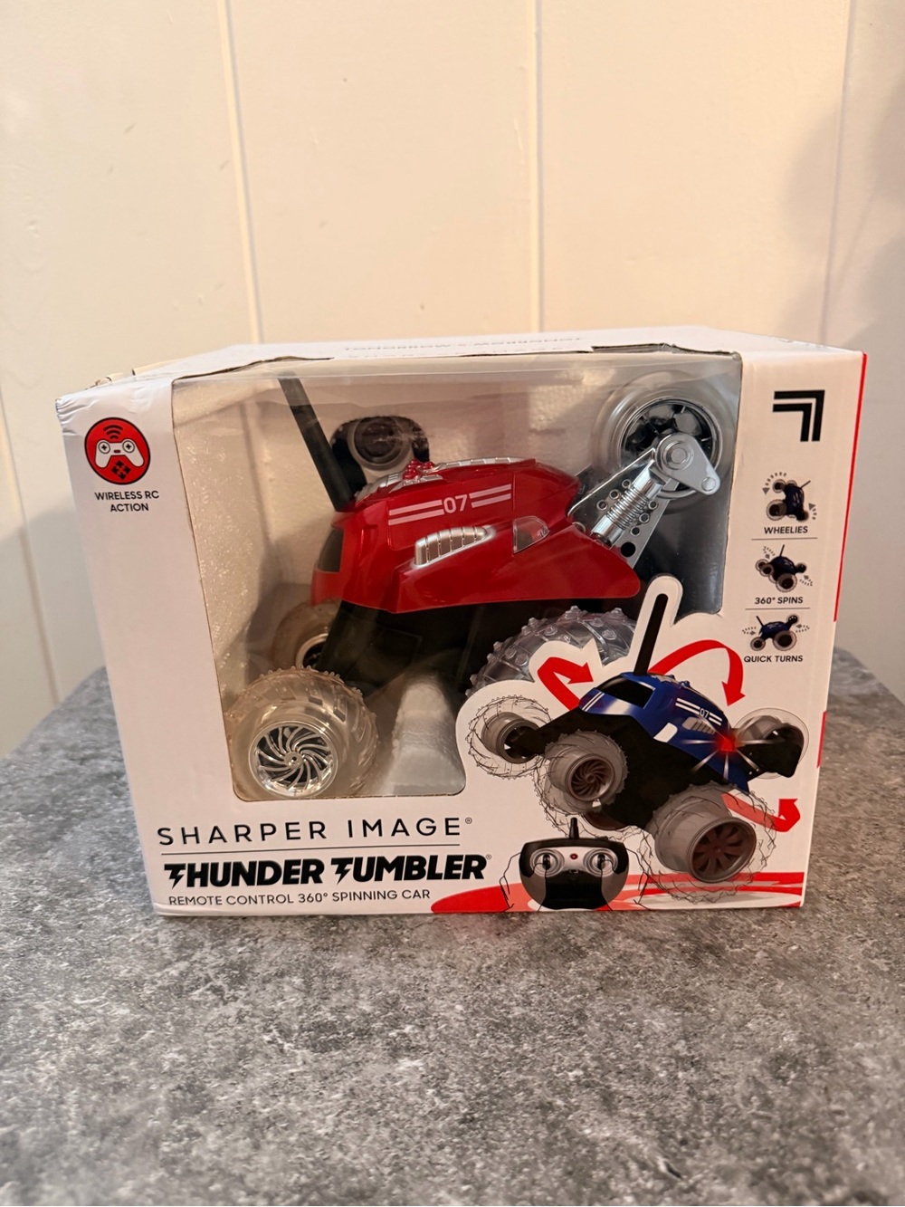 Sharper Image Red Thunder Tumbler Remote Control Spinning Car
